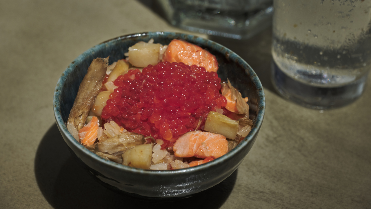 ホタテとサーモンといくらの炊き込みご飯