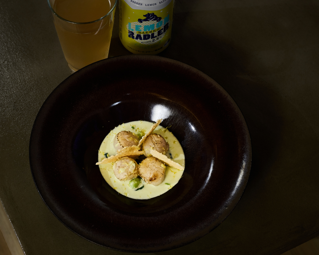 炭火焼きホタテと枝豆のポタージュ