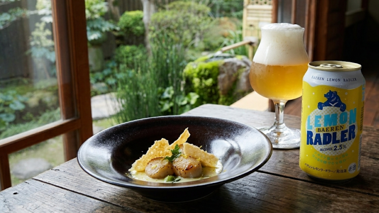 炭火焼きホタテと枝豆のポタージュ