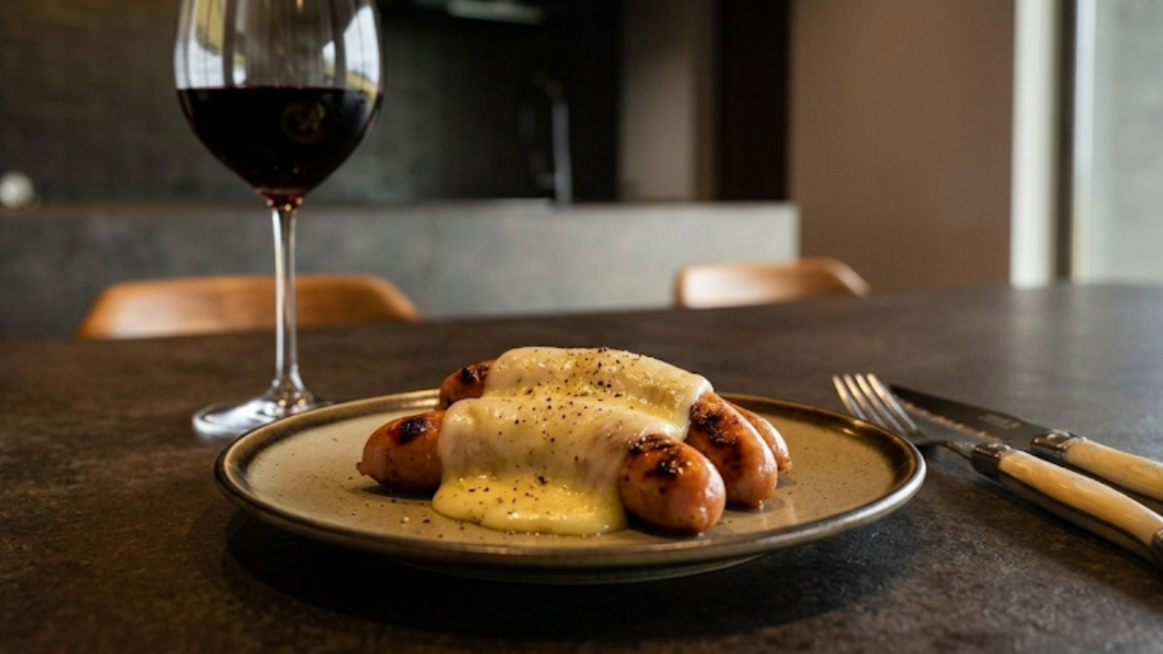 ソーセージのラクレットがけ