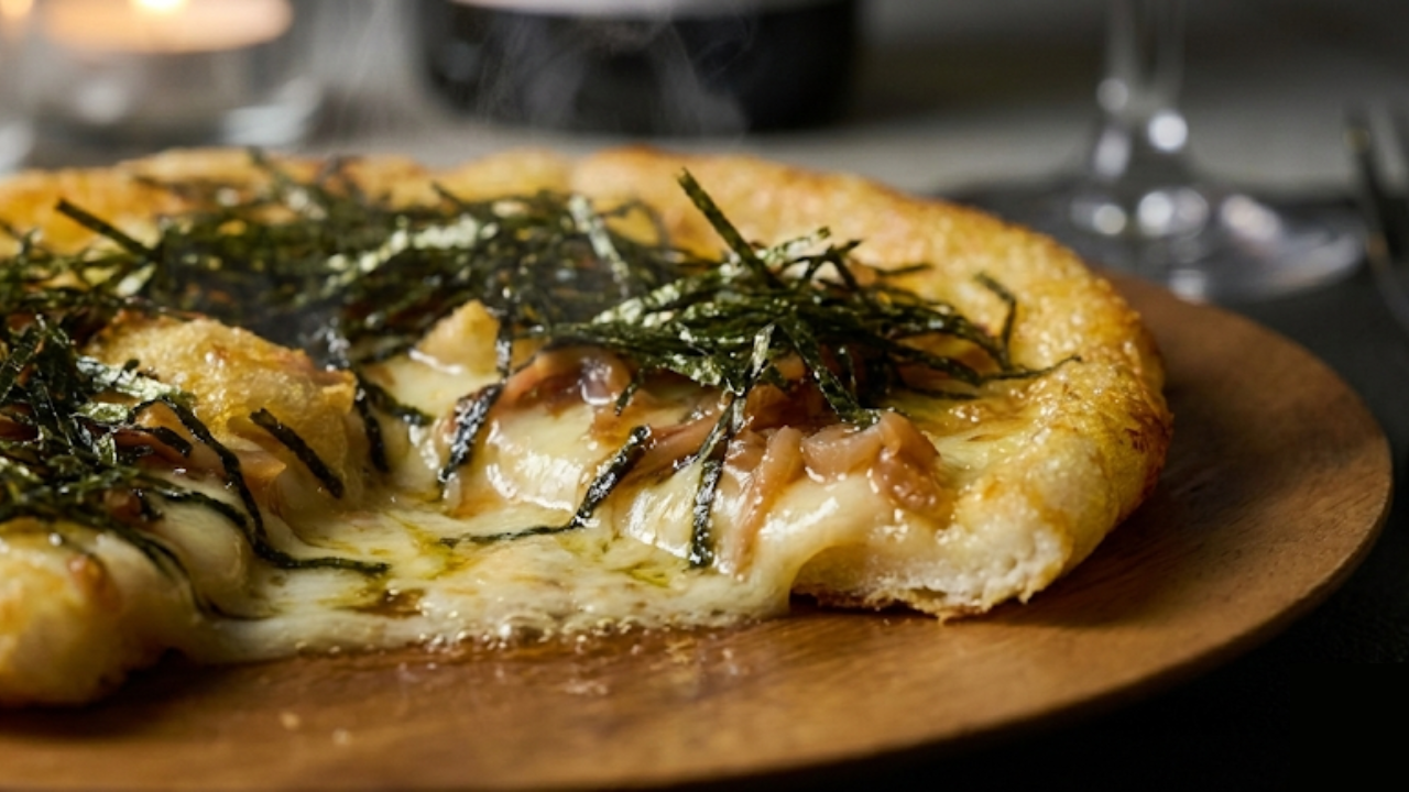 Japanese-style Mochi Pizza with Matsumaezuke